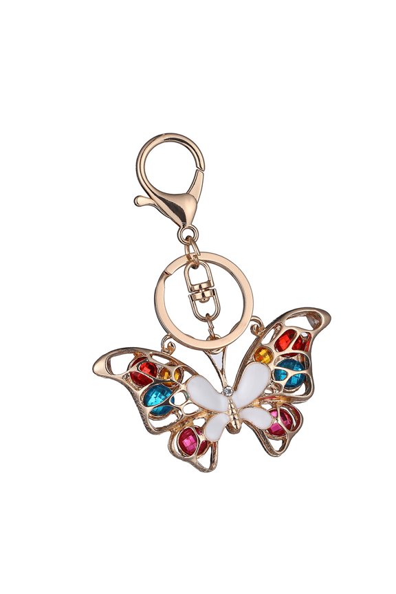 Shape Keychain with Rhinestone and Alloy for Decoration Multi Color 1pc