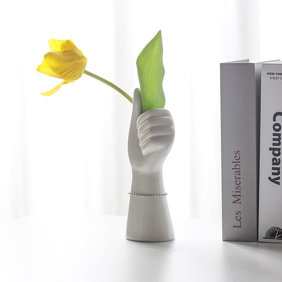 Minkissy Hand Flowerpot Ceramic White 1Pack