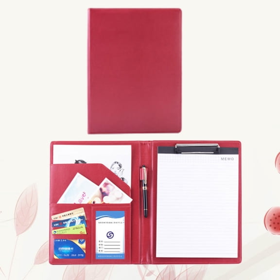 Minkissy Paper Storage Organiser Office Folder Leather 1Pack Red