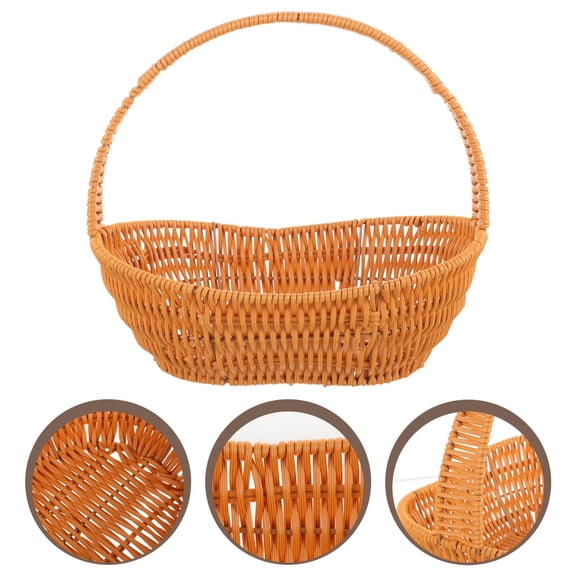 Light Brown Portable Flower Basket with Handle for Home Storage Decorative Arrangements 14.5 x 10.5 x 8.5 Inches