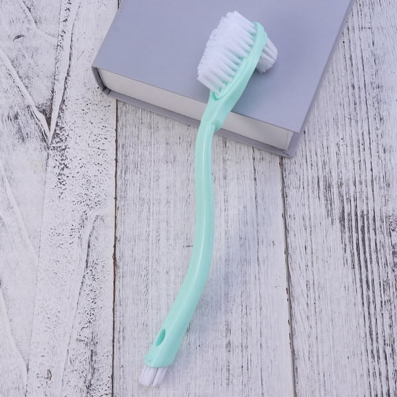 HOMEMAXS Long Plastic Handle Double Shoes Brush Wash Cleaner Sneakers (Random Color)