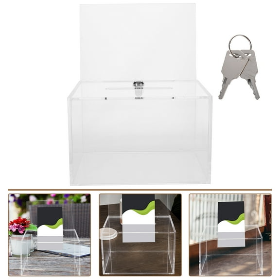 Transparent Acrylic Donation Box with Lock for Secure Storage Use 1 Set