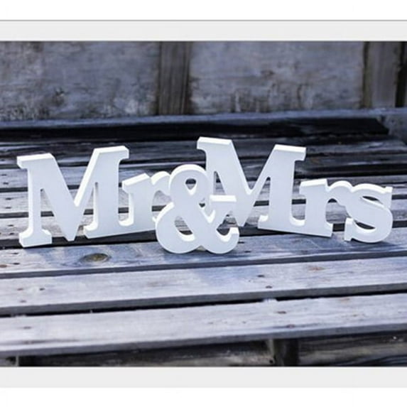 MR & MRS Wooden Letters for Wedding Decoration and Gift White Color 13cm 6.8cm 16.4cm