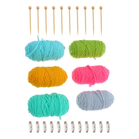 1 Set Single Pointed Knitting Sticks Wooden Needles for DIY Brooch Pin