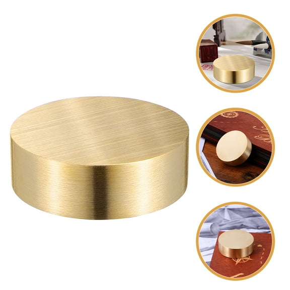 Metal Chinese Calligraphy Paperweight Vintage Brass Paperweight Holding Paper Flat Writing Sumi Drawing Paperweight for Office Desk Accessory 6cm