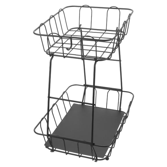 HOMEMAXS Metal Double Tier Countertop Fruit Basket Bread Vegetable Fruits Storage Basket