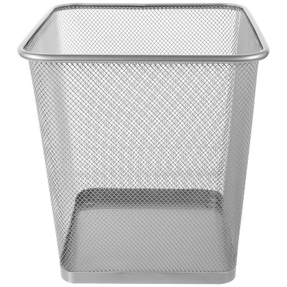 HOMEMAXS Metal Mesh Trash Can for Storage Use Iron Material Silver Color Fits Most Decor Styles 12.5x15x23 Inches