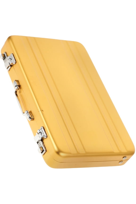 Mini Briefcase Briefcases Aluminum Card Case Travel 9.90X6.50X1.50CM Golden