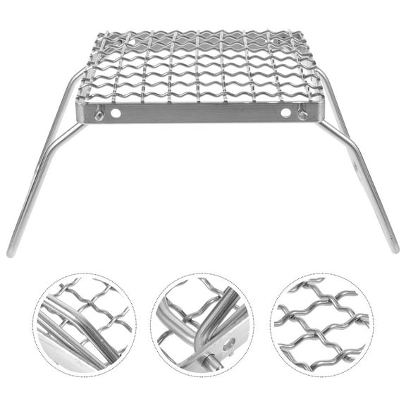 HOMEMAXS Mini Grill Griddle Mesh Portable Grills Cooling Rack Silver