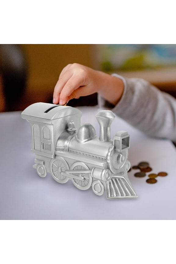 Plated Silver Steam Train Money Box Coin Bank Made of Non Toxic Metal for Saving Coins