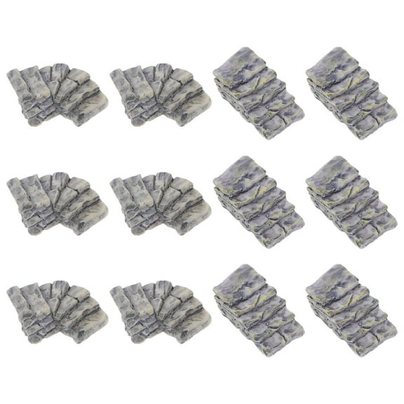 HOMEMAXS Mini Stone Steps for Decor Grey Resin Material High Simulation Lightweight Easy to Place 12pcs