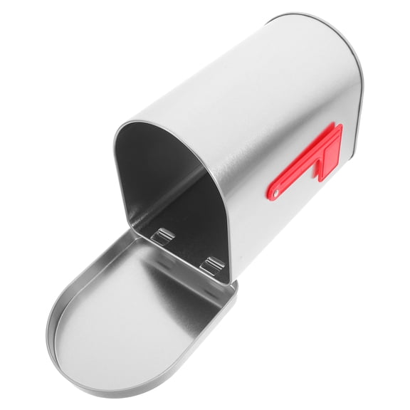 HOMEMAXS Mini Tinplate Mailbox Toy with Flags, Small Post Mount Letter Box for Boys and Girls, Classroom Projects and Exchange Activities
