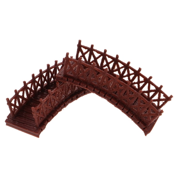 HOMEMAXS Miniature Brown Plastic Bridge for Decoration Vintage Chinese Style 2 Pcs 7.8x1.97 Inches