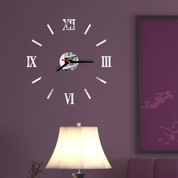 IFANLANDOR Retro Style Roman Numeral Clock Frameless Silver 1Set