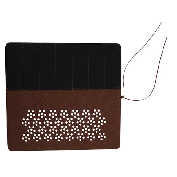 BEADCEST Multifunctional Brown Felt Pen Pouch for Office and Art Stationery Storage