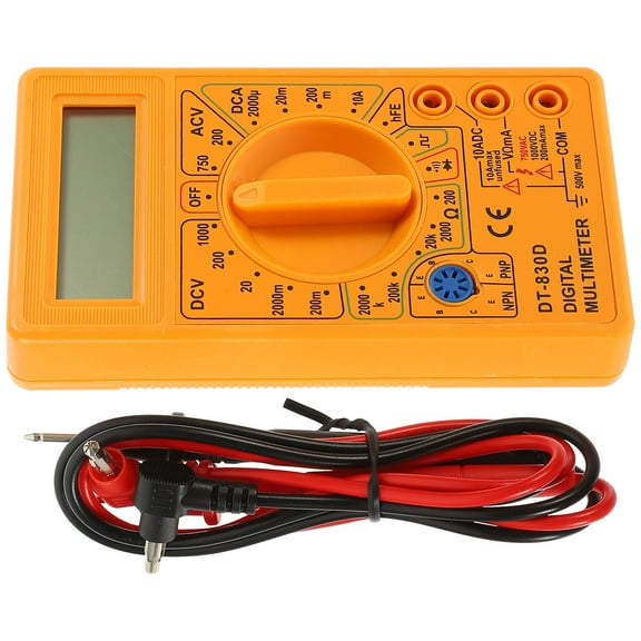 DT830D Digital Multimeter with Audible Buzzer for Accurate Voltage, Current, and Resistance Measurement in Yellow ABS Case