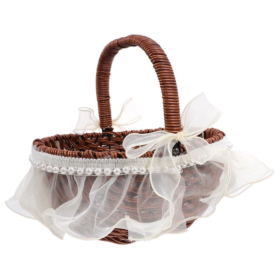 HOMEMAXS Multi Color Imitation Woven Basket for Home Use Lightweight and Plastic and Iron Wire 12.5 x 8.5 x 10 inches