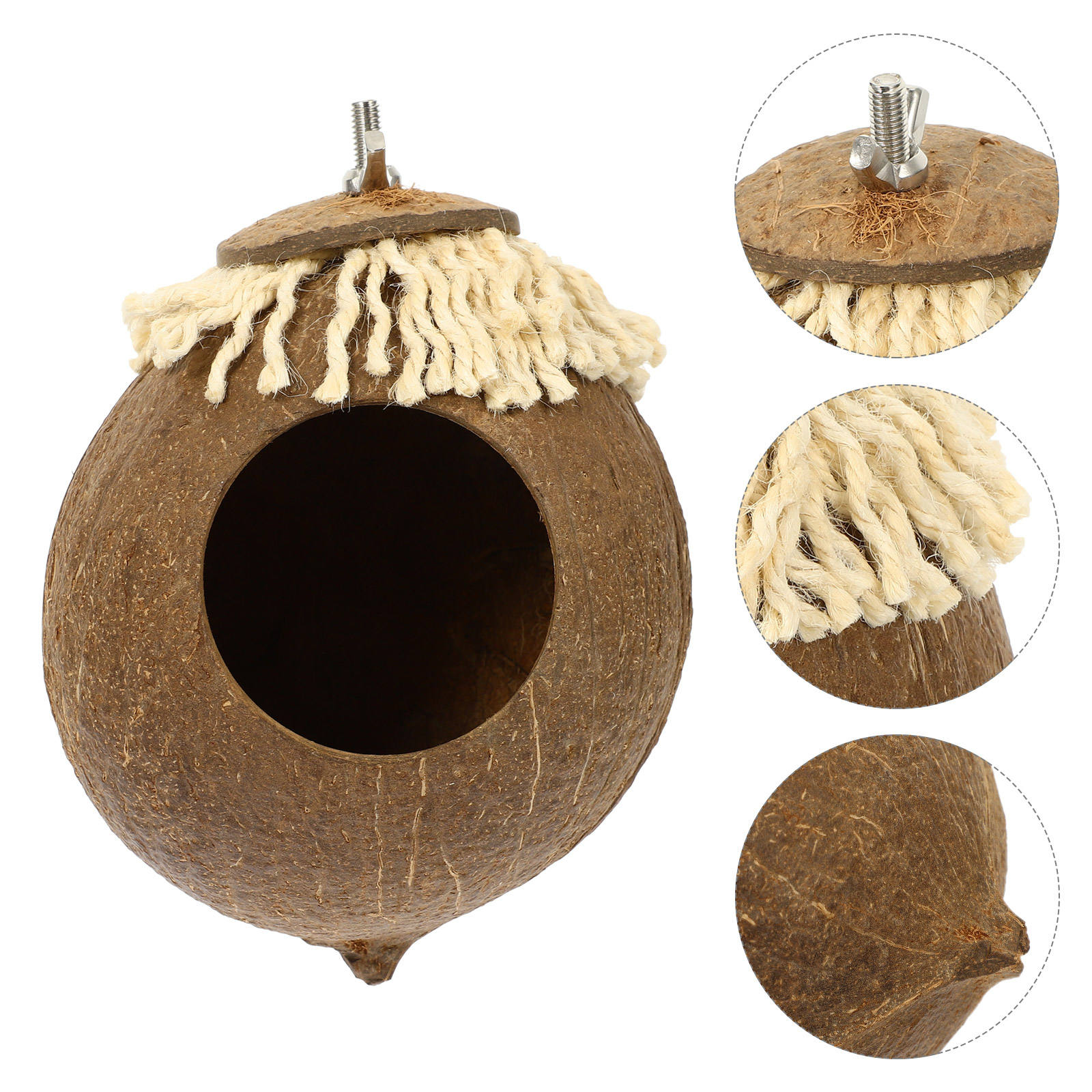1Pcs Coconut Shell Breeding Nest for Lovebirds Parakeets Indoor Cage ...