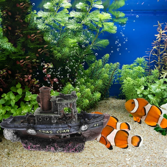 Natural Decorative Boat Aquarium Pirate Ship Fish Tank Accessories