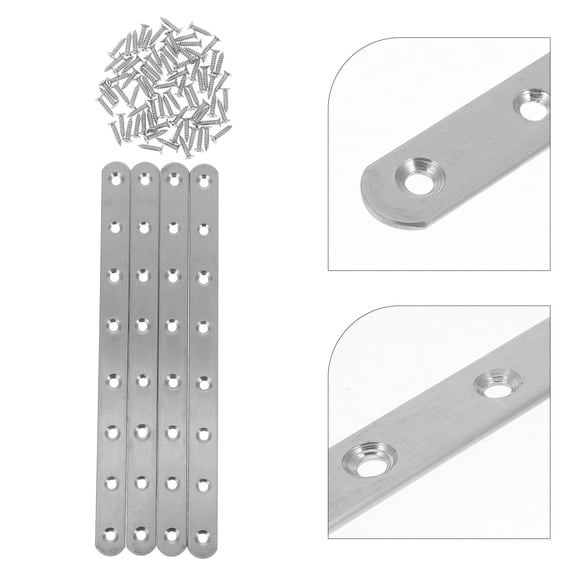 HOMEMAXS OUNONA 4pcs Stainless Steel Braces Fence Bracket Fixing Bracket Flat Straight Brace SupportBracket