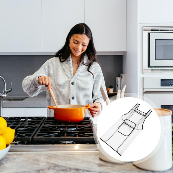 VERDANVERSE Clear Aprons For Women Tpu White 1Set Oil Proof Restaurant Gear