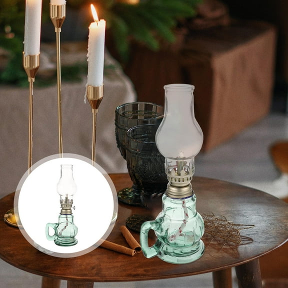HOMEMAXS Old-fashioned Kerosene Lamp Indoor Oil Lamps Home Vintage Flame Green