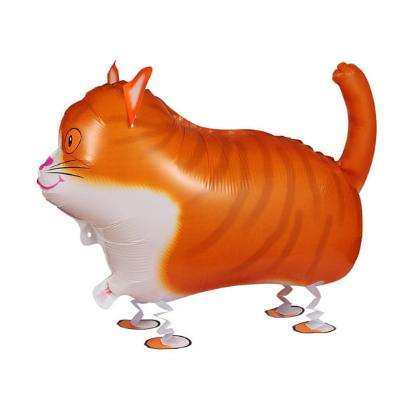 Orange Cat-Shaped Aluminium Foil Balloons for Decoration Leak-Proof 5 Pieces