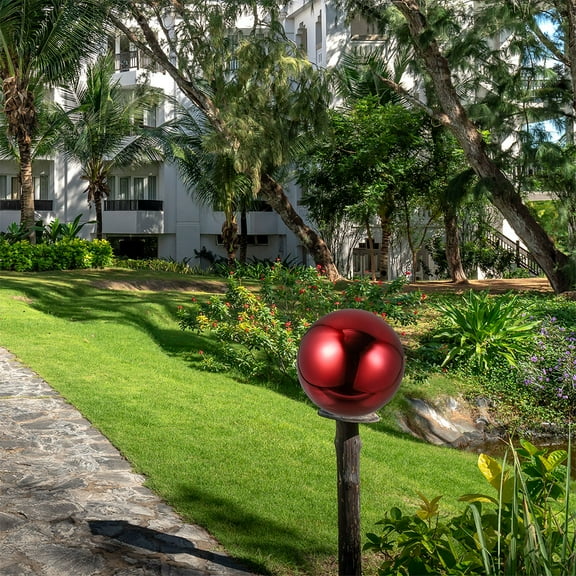 Outdoor Mirror Globe Gazing Sphere Reflective Decor Garden Balls Red