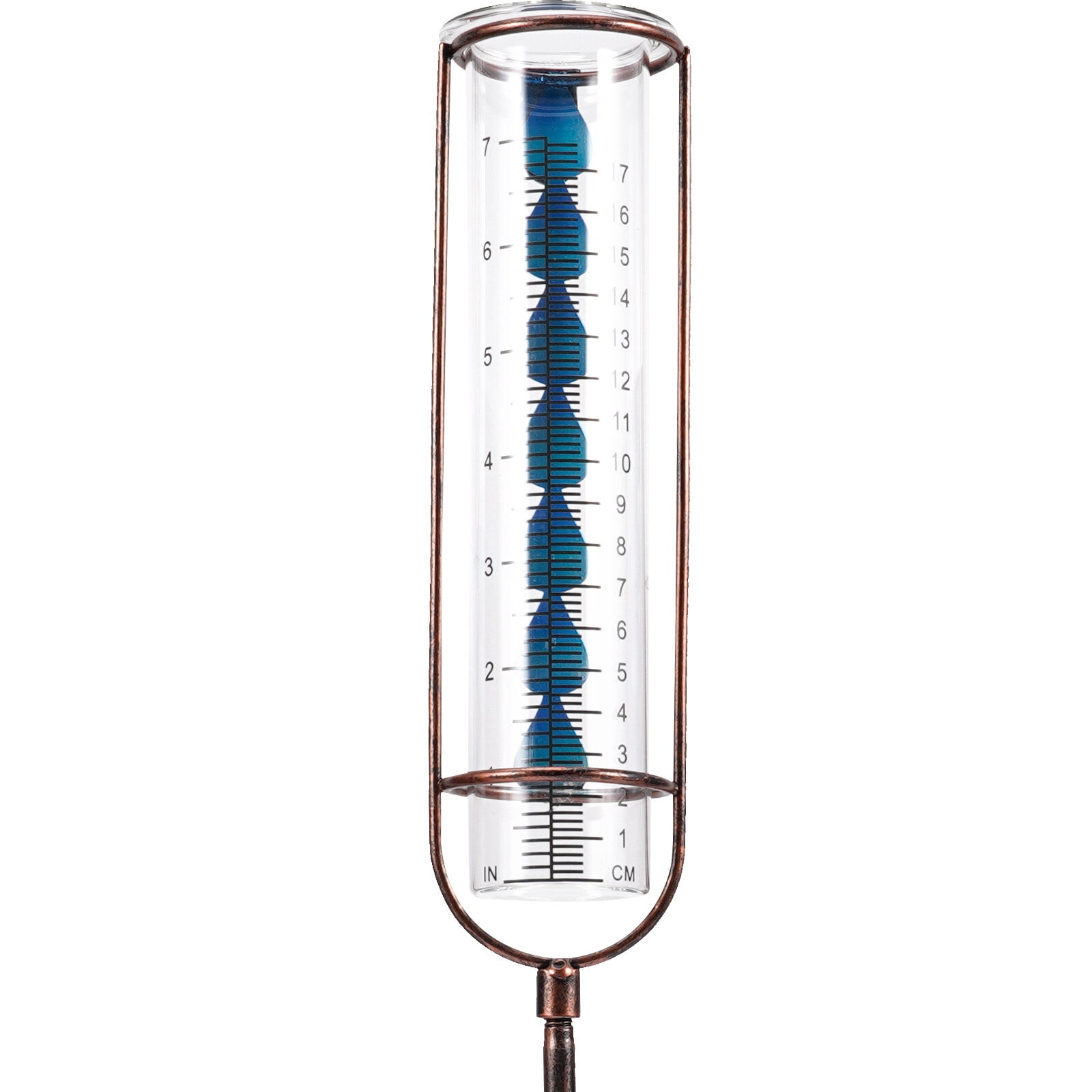 HOMEMAXS Outdoor Rain Gauge with Metal Stake Decorative Rain Gauge Detachable Rain Gauge(7 inches capacity)