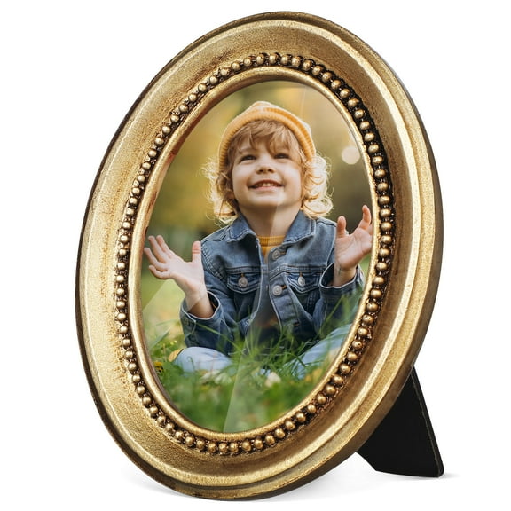 HOMEMAXS  Oval Picture Frames for Wall Small Silver Photo Retro Background Decoration