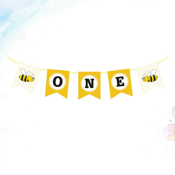 Paper Banner ONE Printing Fishtail Bunting Flag Baby Shower Hanging Garland First Birthday Party Decoration Layout Supplies (Pull Rope Color Random)
