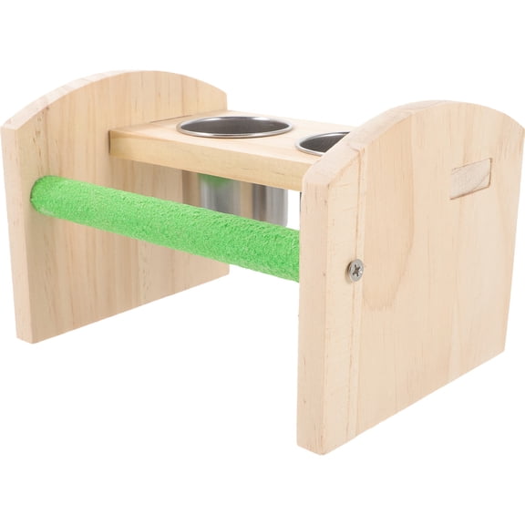 HOMEMAXS Parrot Feeding Perch Stainless Steel Cup Practical Bird Feeder