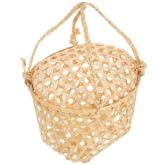 HOMEMAXS Picnic Fruit Basket Picnic Storage Basket Convenient Bread Basket Bamboo Basket