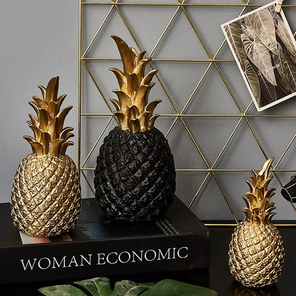 OULII Golden Resin Pineapple Shaped Desktop Decoration 1Pcs Large