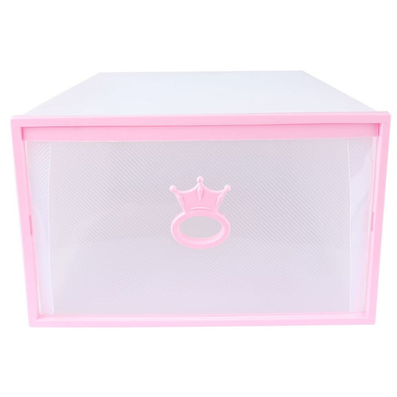 WEUVEB Foldable Pink Plastic Drawer Shoes Organizer with Transparent Front for Convenient Access