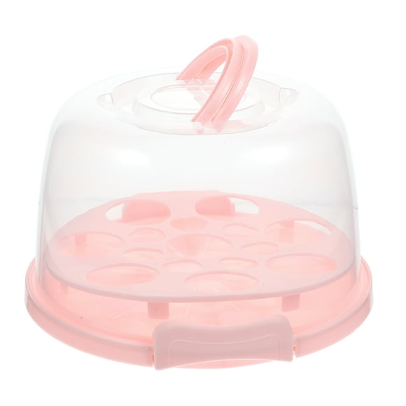 HOMEMAXS Plastic Cake Containers with Lids Clear Portable Travel Pink