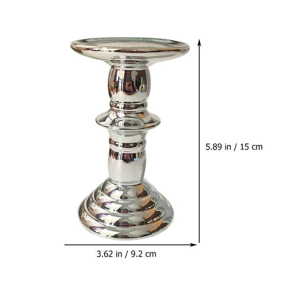 HOMEMAXS Plating Vintage Candlestick Modern Ceramic Centerpiece Holders Silver