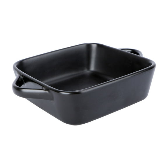 HOMEMAXS Porcelain Baking Dish with Handles, Ceramic Casserole Pan, Oven and Microwave Safe, Black
