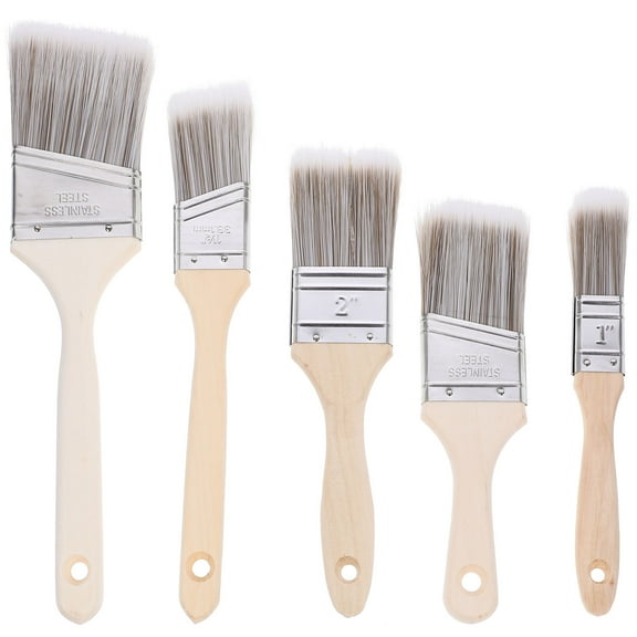 HOMEMAXS Durable Nylon Bristle Paint Brushes with Wooden Handle for Home Use Multi Sizes