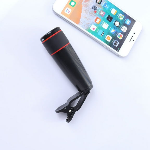 Professional Phone Telescope Lens with 12x for Photography and Observation, Durable ABS, Black, Fits Most Phones