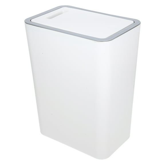 HOMEMAXS Push Trash Can Kitchen Bin Small with Lid Garbage Office Beige