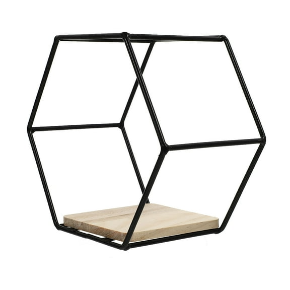 OULII 1Pc Versatile Black Hexagon Storage Rack Wall Mounted Shelf for Plant Display