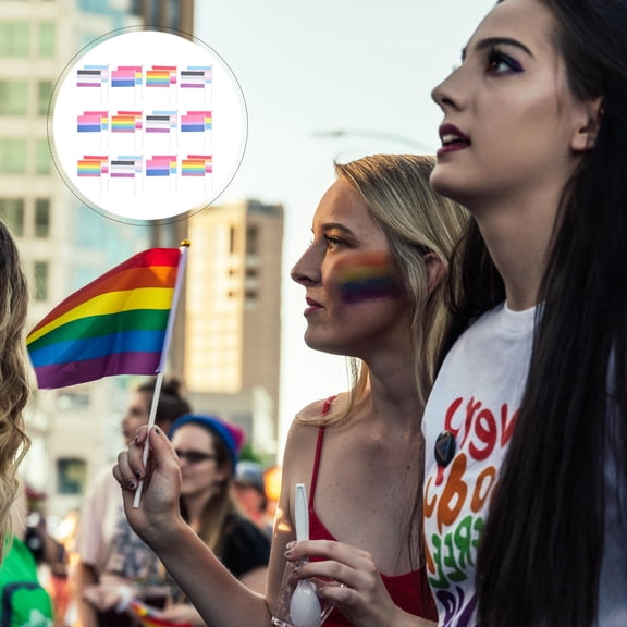 Minkissy LGBTQ Mini Flags 30 Pcs Assorted Colors Polyester Pride Party Bunting Banners