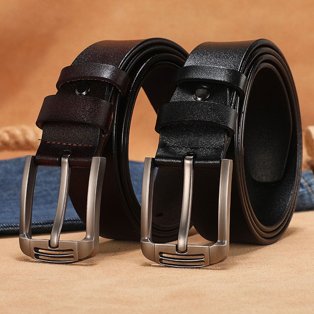 PERB Men's Full Grain Italian Leather Belt - Premium Handmade With Pin Buckle, Black Matte, Gift Box