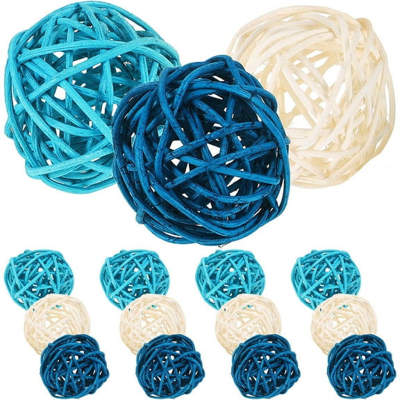 HOMEMAXS Rattan Decorative Balls for Decoration 15pcs Multi Wicker Orbs Vase Fillers Table Centerpiece Craft