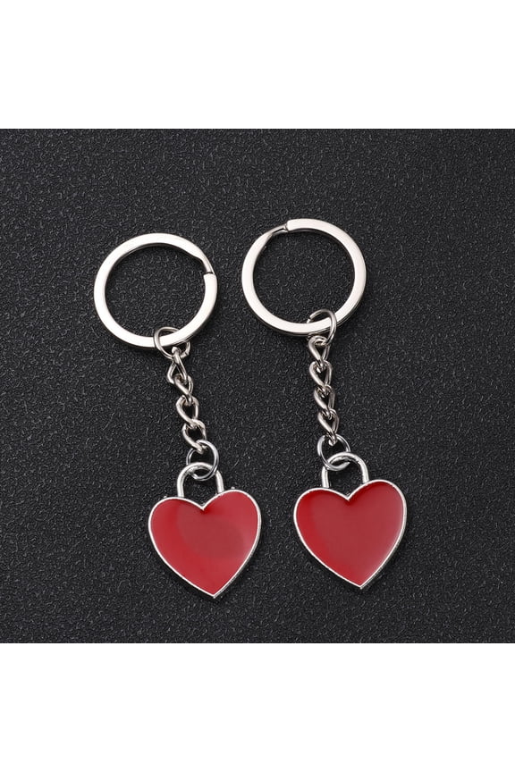 Red Heart Keychains with Zinc Alloy Material for Hanging Keys and Bag Decoration 4 Pieces