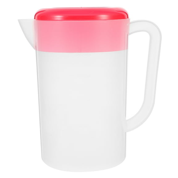 Red Plastic Pitcher with Lid for Home Use and Reusable Perfect for Cold or Hot Drinks 48 oz