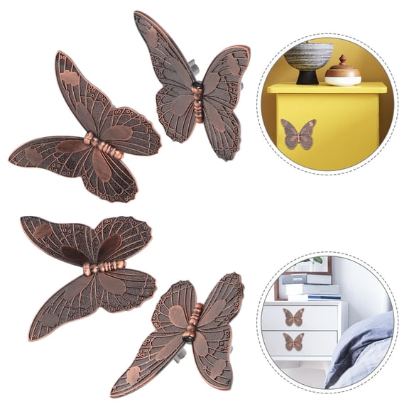 BEADCEST Butterfly Drawer Pulls Red Bronze Zinc Alloy 4Pcs 3.3In