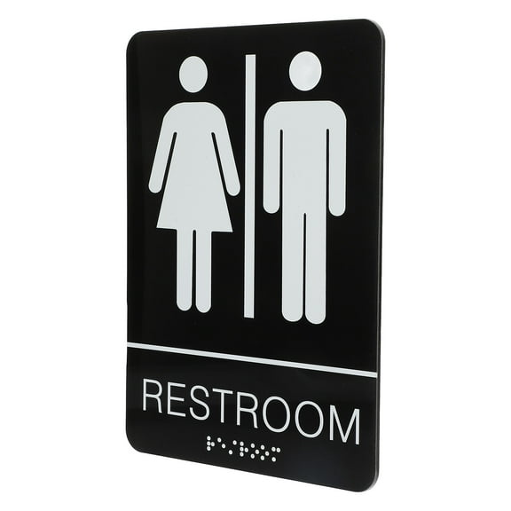 Minkissy Gender Neutral Bathroom Signs Acrylic Black 1Pcs for Business