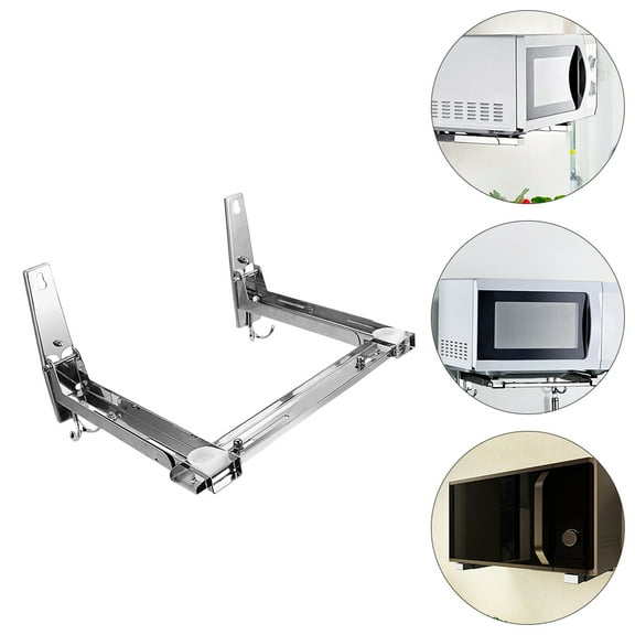 HOMEMAXS Retractable Microwave Oven -mounted Kitchen Stand Silver